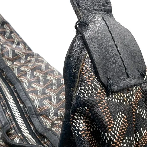 Goyard Goyardine Fidji Hobo Coated Canvas Black Leather Shoulder Bag - Picture 6 of 8